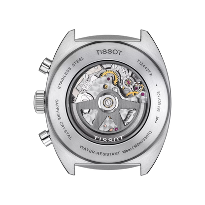 Tissot watch mechanism on a white background