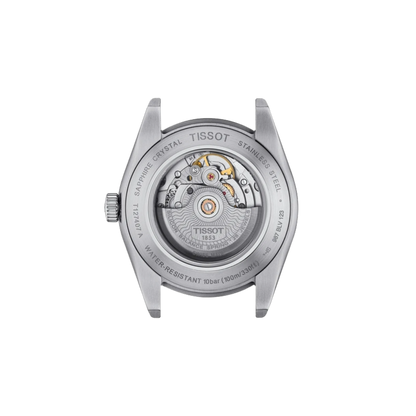 Tissot watch mechanism on a white background