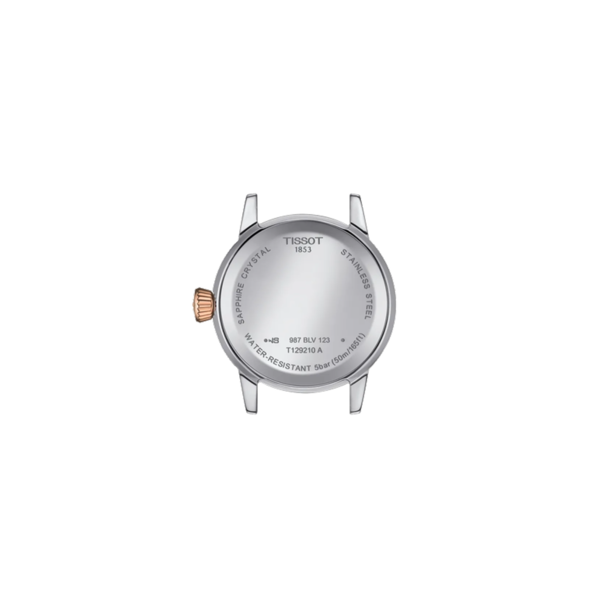 Tissot watch caseback on a white background
