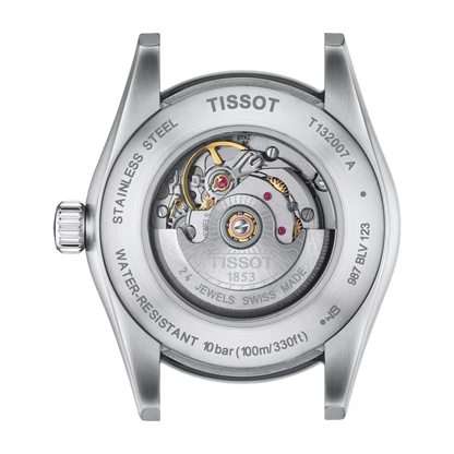 Tissot watch mechanism on a white background