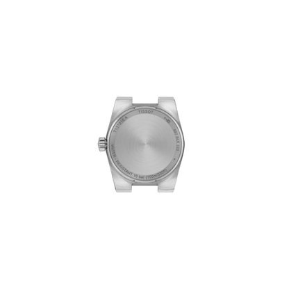 Silver watch case on a white background