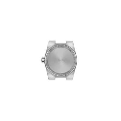 Silver watch case on a white background
