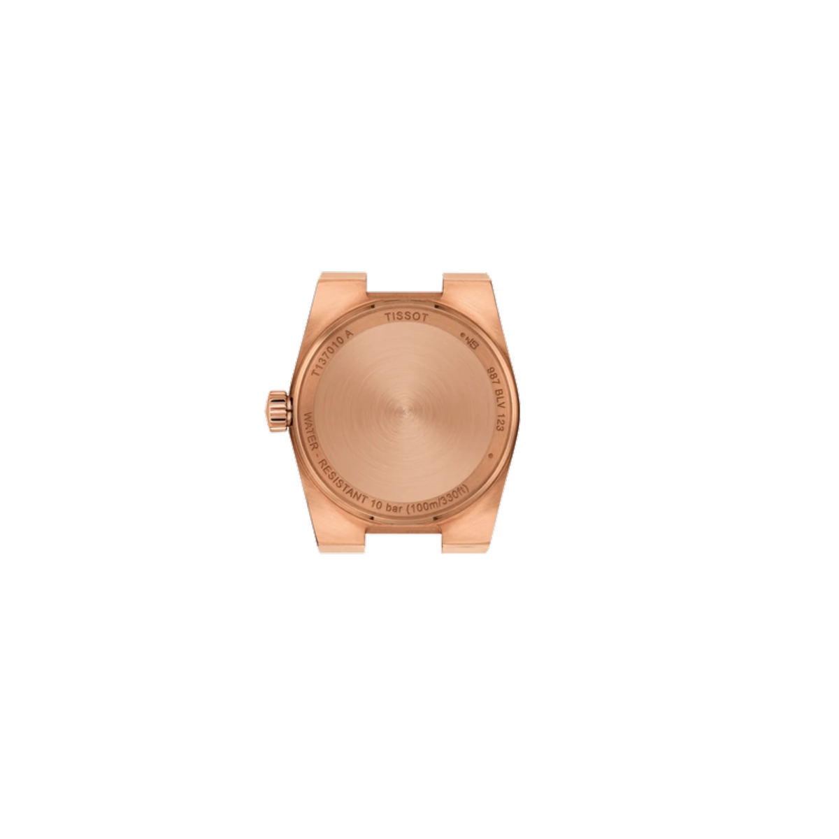 Rose gold watch on a white background