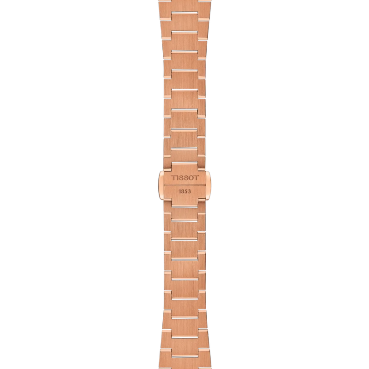 Wooden watch strap with Tissot logo on a white background