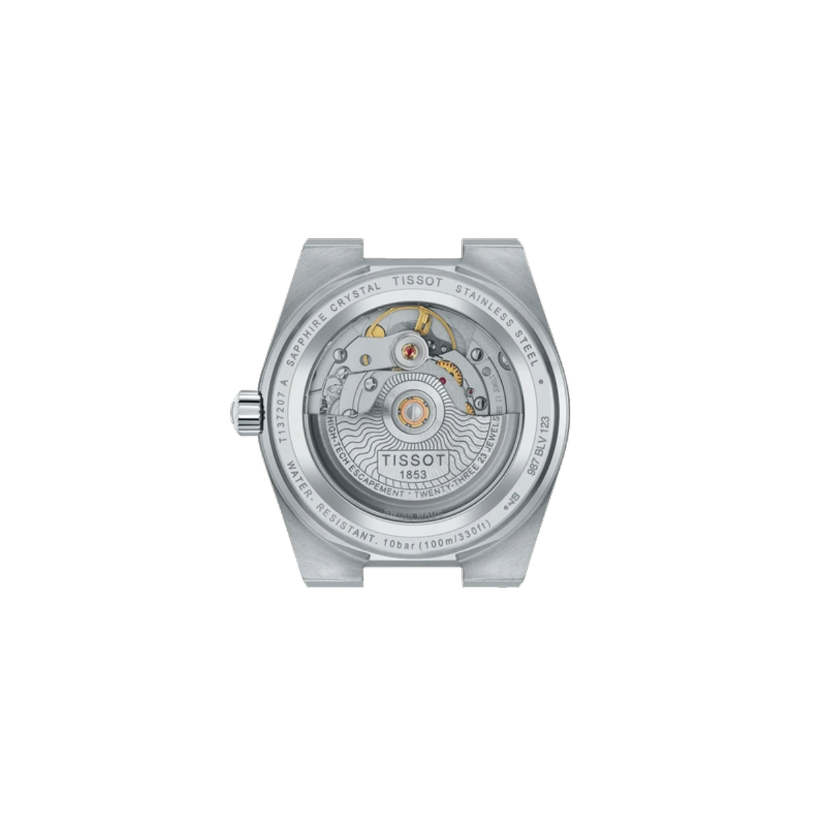 Tissot watch with mechanical movement on a white background