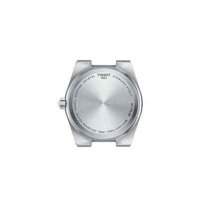 Silver Tissot watch on a white background