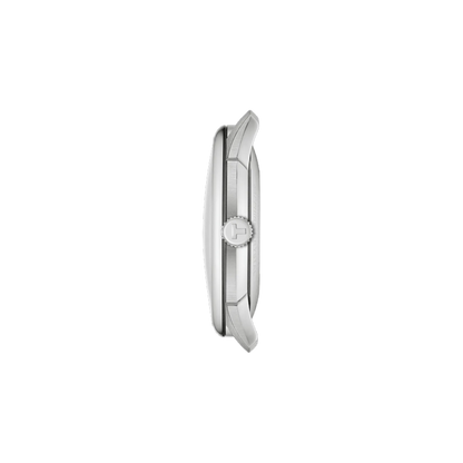 Silver watch with a white background