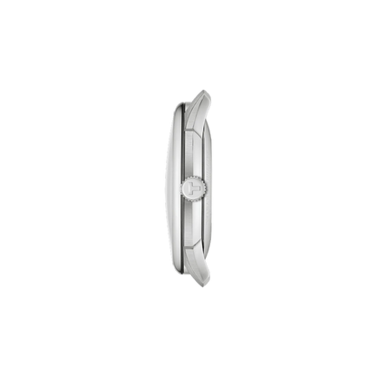 Silver watch with a white background