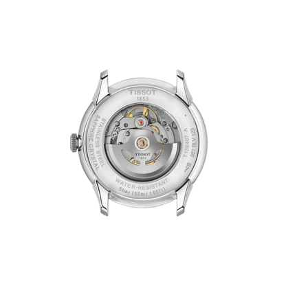 Tissot watch mechanism on a white background