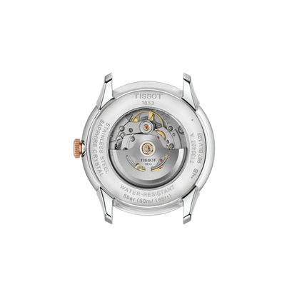 Tissot watch mechanism on a white background