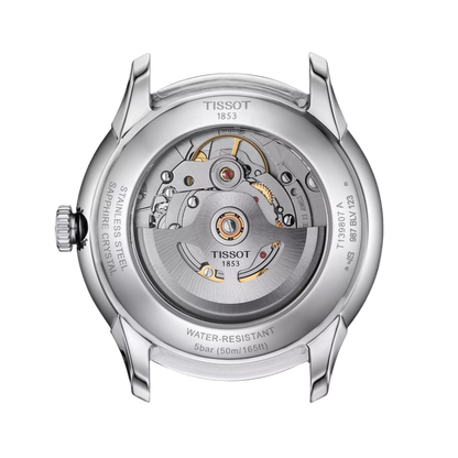 Tissot watch mechanism on a white background