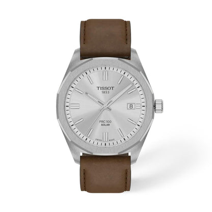 Tissot PRC 100 Solar Silver Dial Analog Unisex Watch T1514221603100