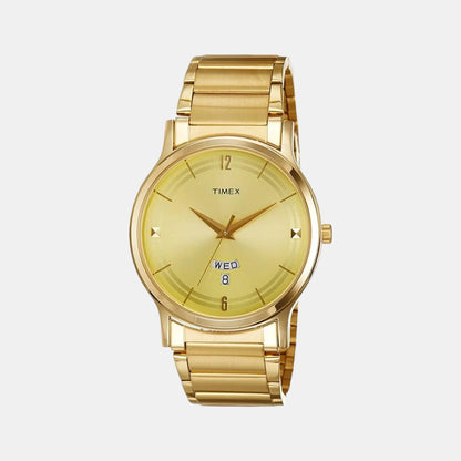 Timex Classics Men's Gold Dial Analog Stainless Steel Watch TI000R421