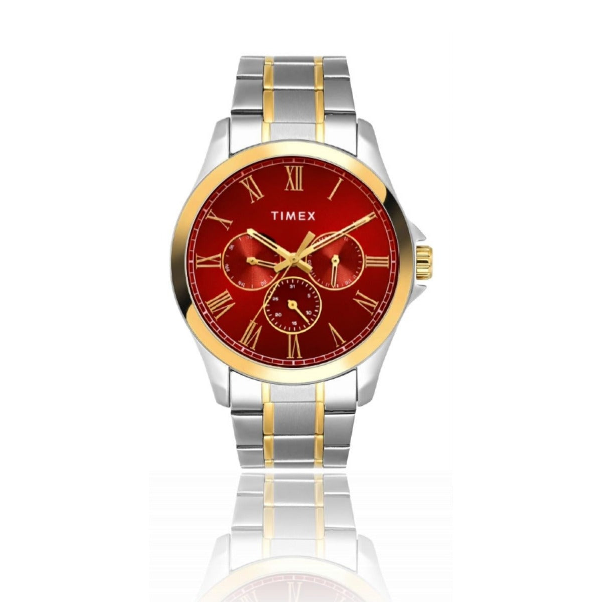 Timex Quartz Red Dial Analog Multifunction Watch For Men TW000X145