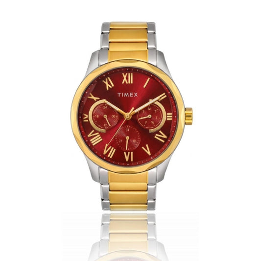 Timex Quartz Red Dial Analog Multifunction Watch For Men TW0TG7646