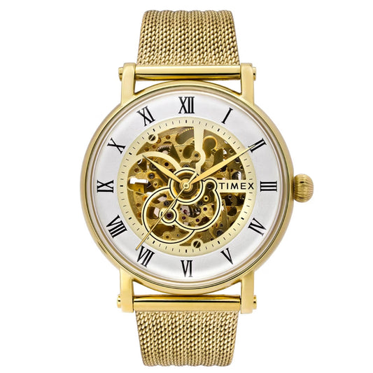 Timex White Round Dial Automatic Analog Men's Watch TWEG16722
