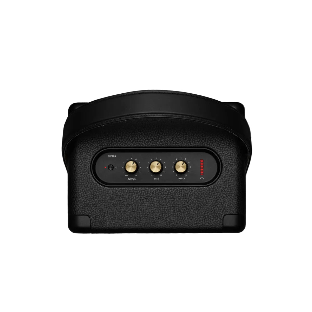 Black electronic device with control buttons on a dark background