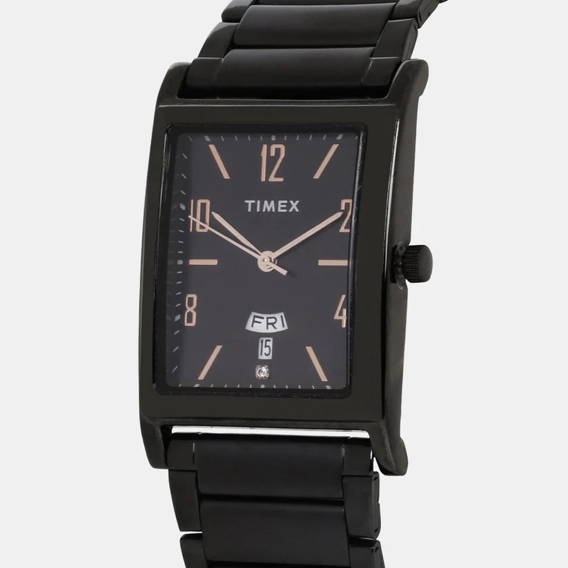Timex Classics Men's Quartz Analog Black Dial Rectangle Case Watch -TW000L521