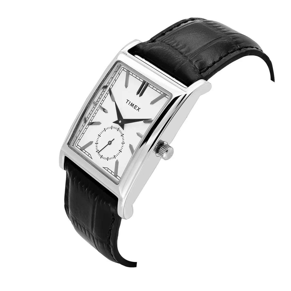 Timex Rene Retro Tank Style White Glossy Dial Men's Watch - TW000L522
