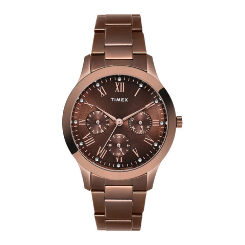 Timex Women Brown Round Multifunction Dial Watch- TW000Q820 - Buy Now at Sai Creations Watches