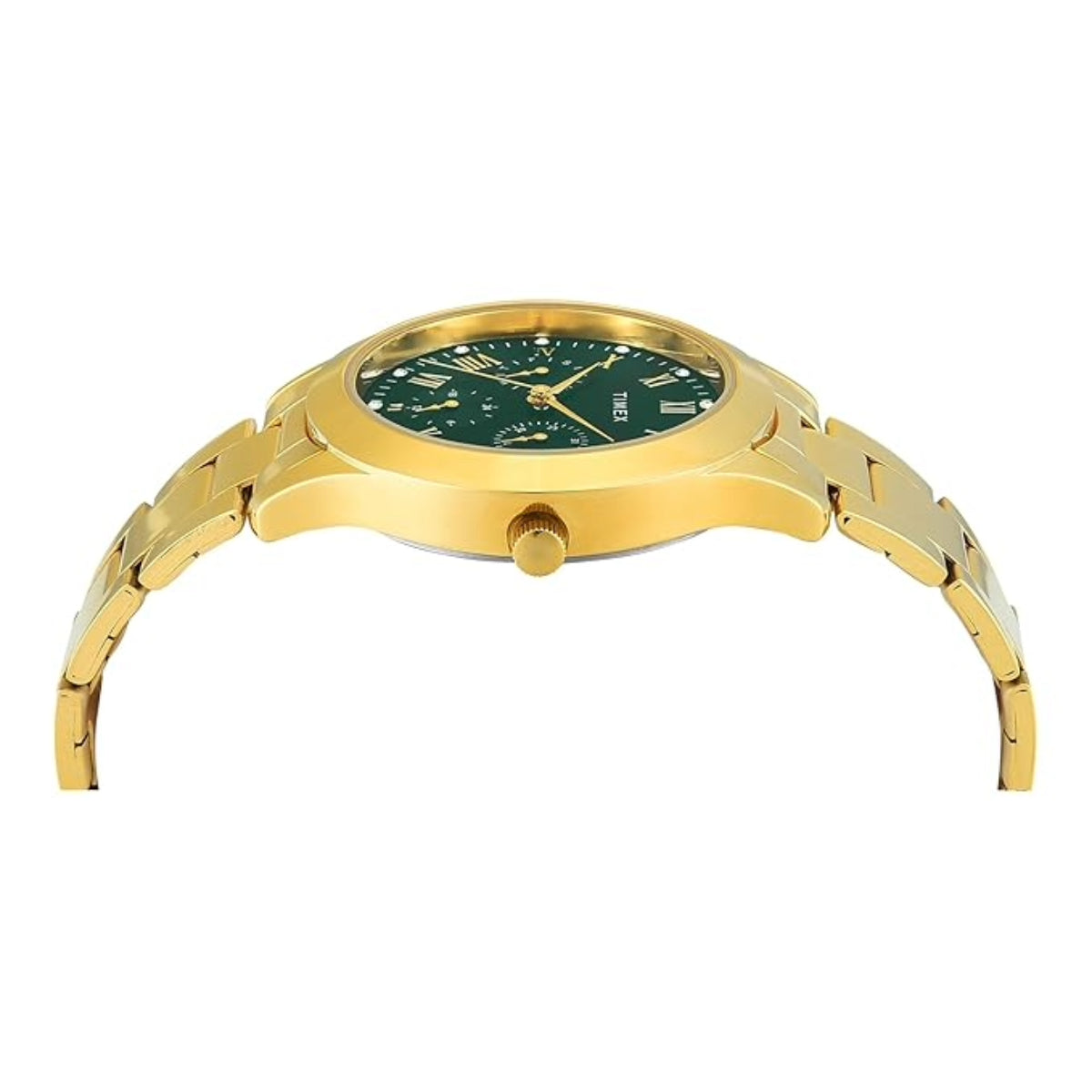 Timex Quartz Green Round Dial Analog Stainless Steel Women Watch - TW000Q821