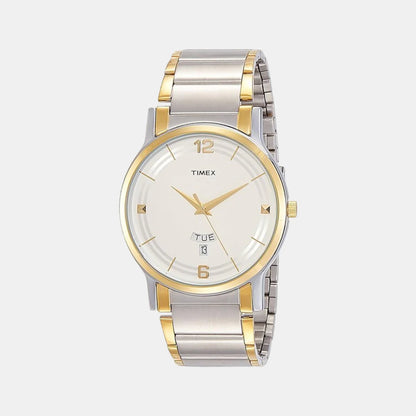 Timex Men's White Dial Analog Stainless Steel Watch TW000R424