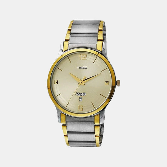 Timex Men's Beige Analog Stainless Steel Watch TW000R426