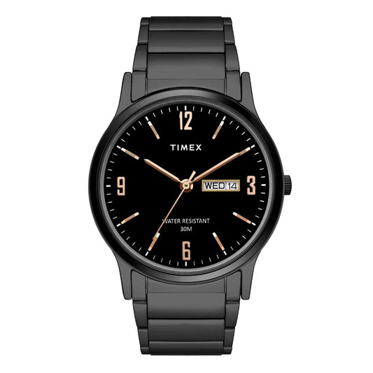 Timex Classics Men's Black Dial Round Day Date Function Watch -TW000R438