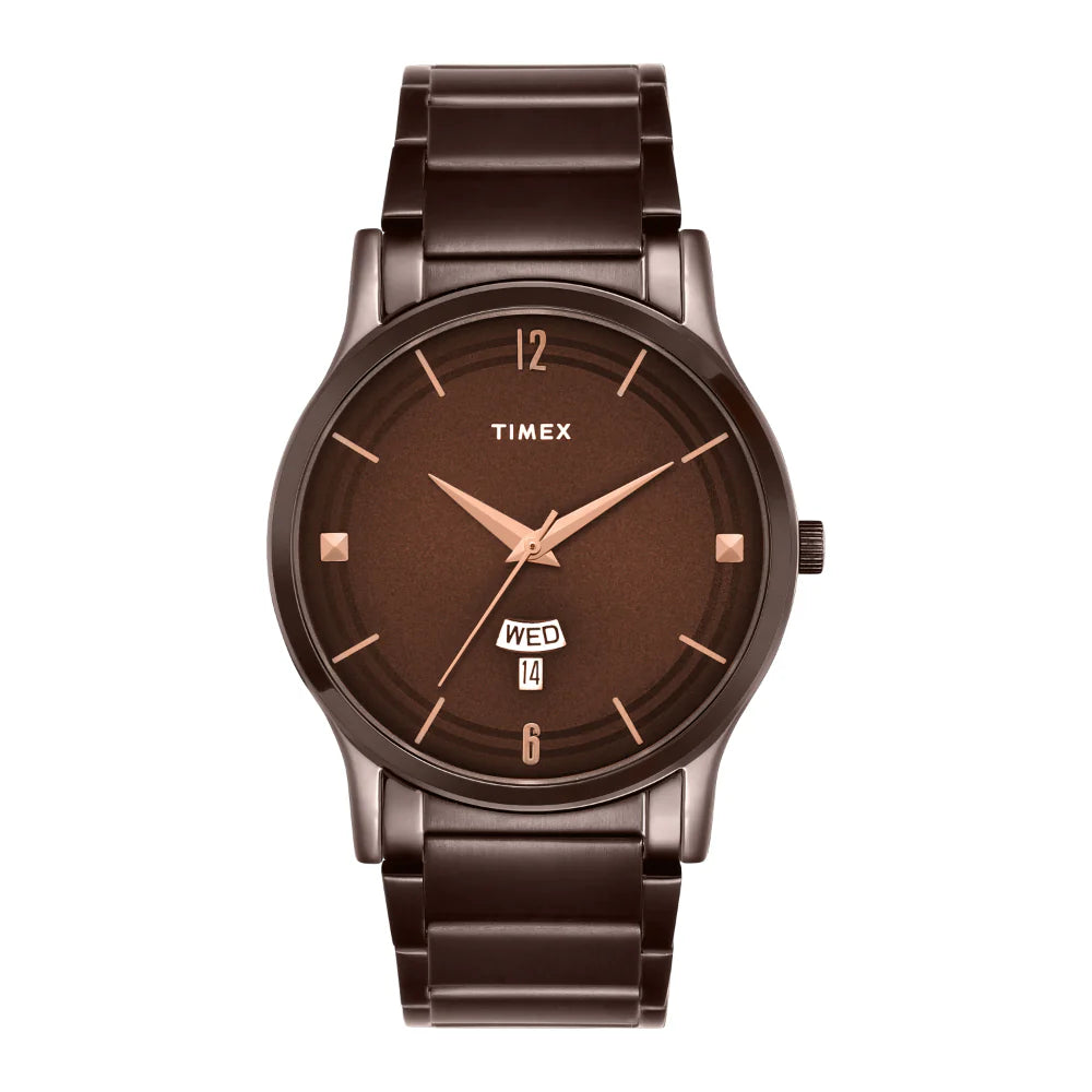 Timex Men Quartz Brown Dial Analog Stainless Steel Watch TW000R461
