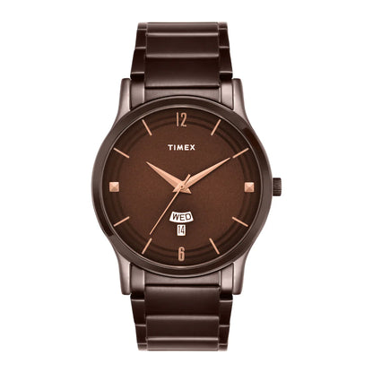 Timex Men Quartz Brown Dial Analog Stainless Steel Watch TW000R461
