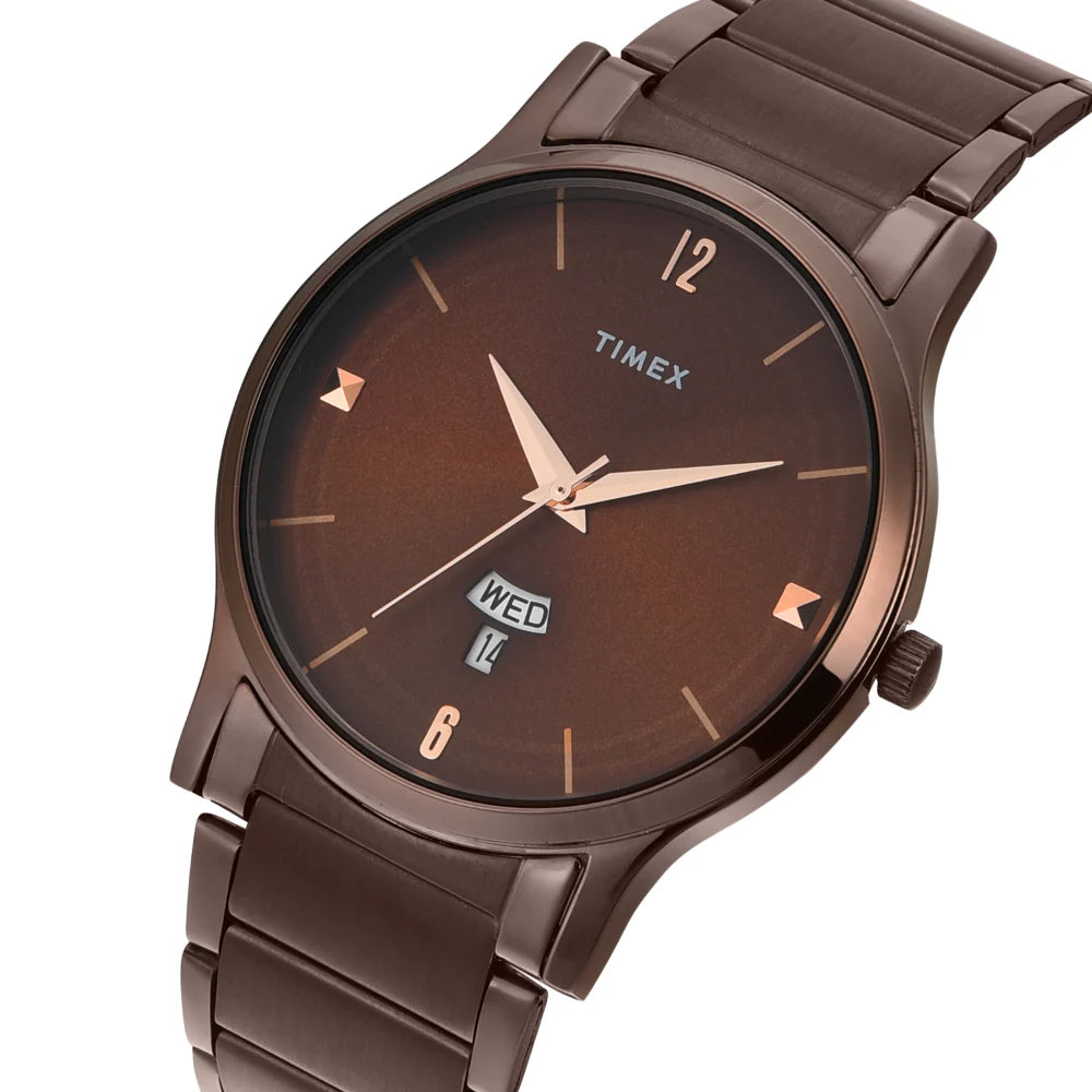 Timex Men Quartz Brown Dial Analog Stainless Steel Watch TW000R461