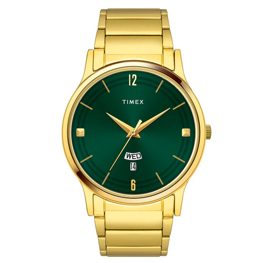 Timex Green Round Dial Stainless Steel Bracelet Men's Watch - TW000R462