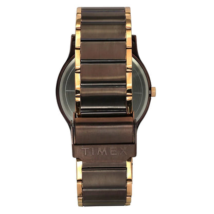 Timex Analog Brown Round Brass Dial Men Watch - TW000R464