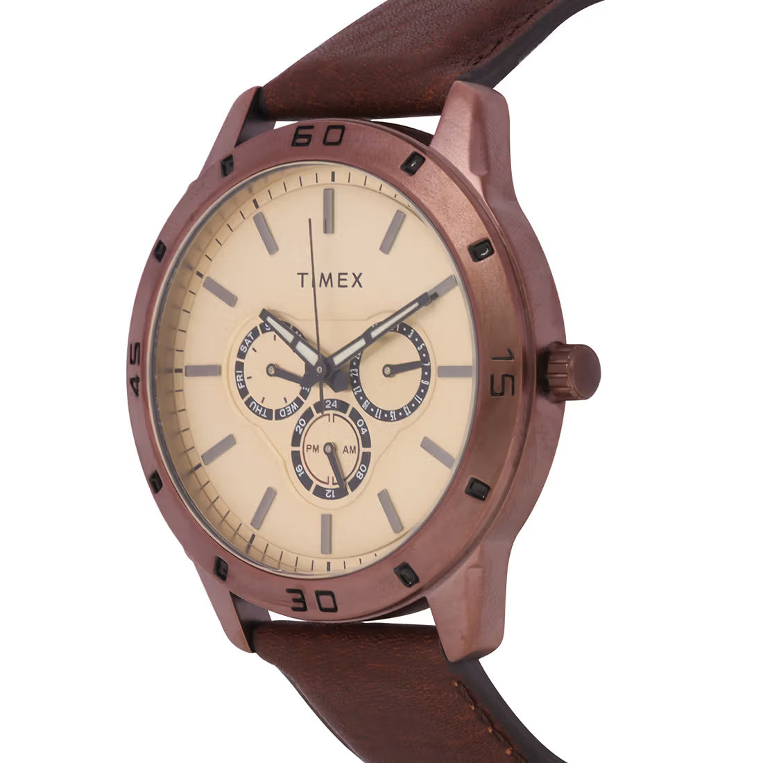 Timex Analog Brown Dial Men's Leather Watch -TW000U915