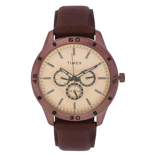 Timex Analog Brown Dial Men's Leather Watch -TW000U915