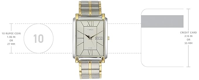 Timex Classics Men's Silver Rectangle Dial Day Date Function Watch -TW000W908