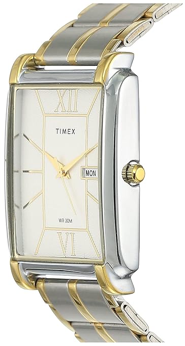 Timex Classics Men's Silver Rectangle Dial Day Date Function Watch -TW000W908