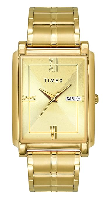 Timex Men Stainless Steel Analogue Champagne Dial Watch-Tw000W910,