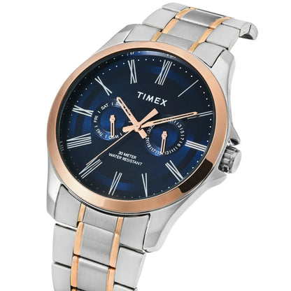 TW000X131 Timex | Analog Blue Round Brass Dial Watch (Men)