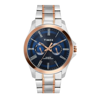 TW000X131 Timex | Analog Blue Round Brass Dial Watch (Men)