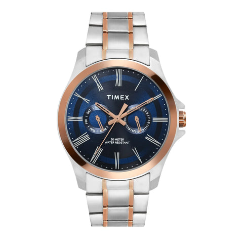 TW000X131 Timex | Analog Blue Round Brass Dial Watch (Men) - Buy Now at Sai Creations Watches