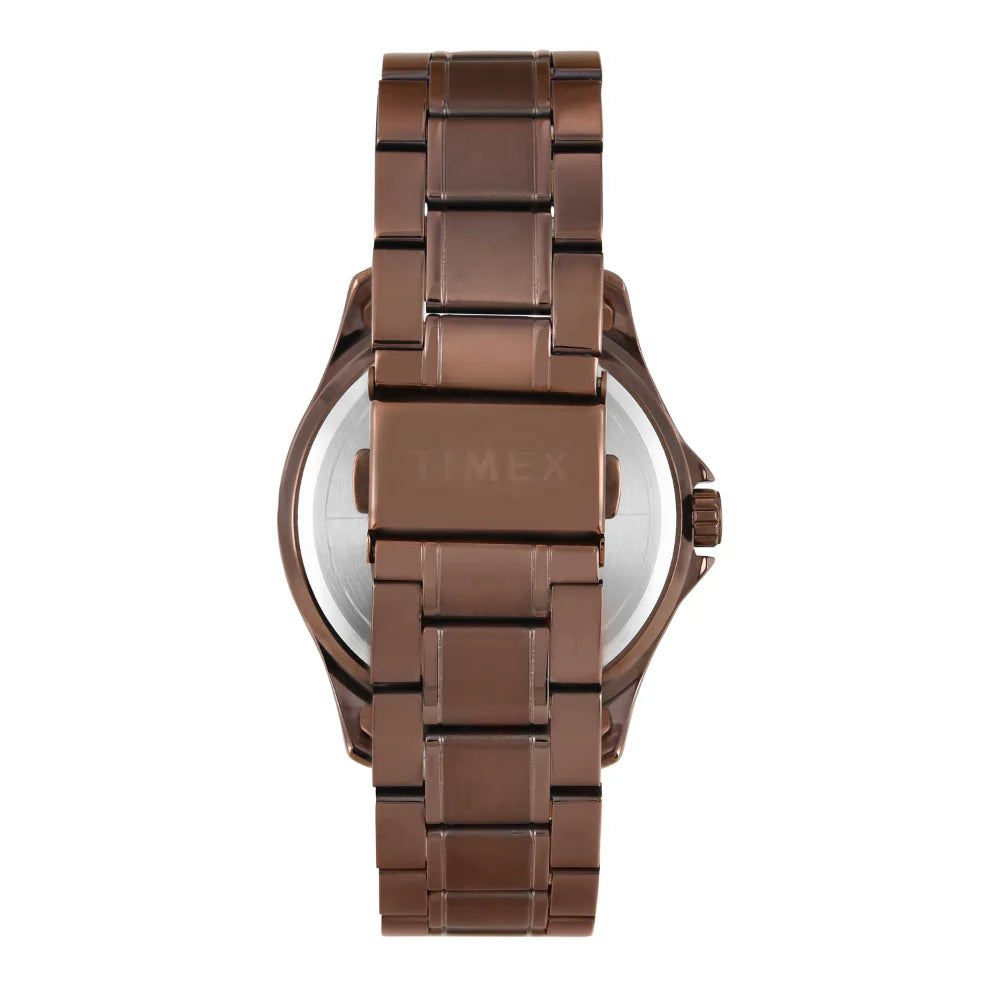 TW000X136 Timex | Analog Brown Round Brass Dial Watch (Men)