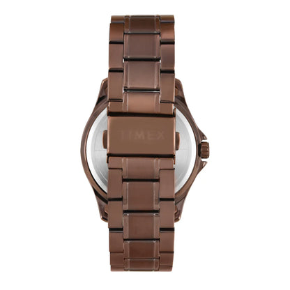 TW000X136 Timex | Analog Brown Round Brass Dial Watch (Men)