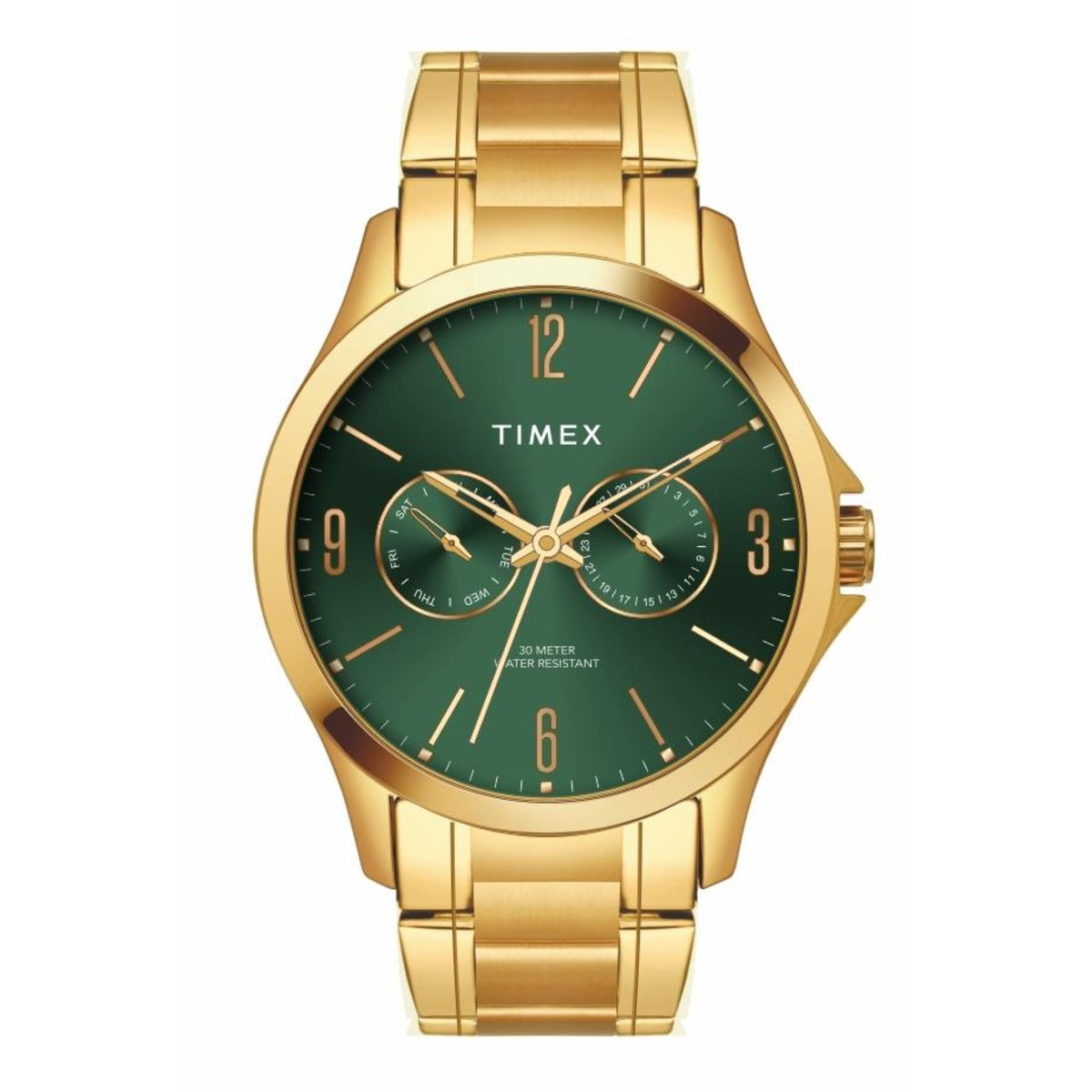 Timex 12,3,6 & 9 Arabic Green Dial Men's Analog Watch - TW000X144 