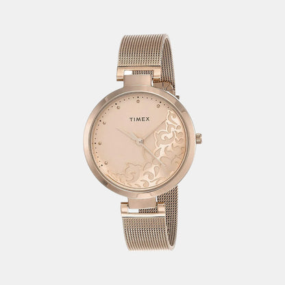 Timex Women's Rose Gold Analog Stainless Steel Watch TW000X219