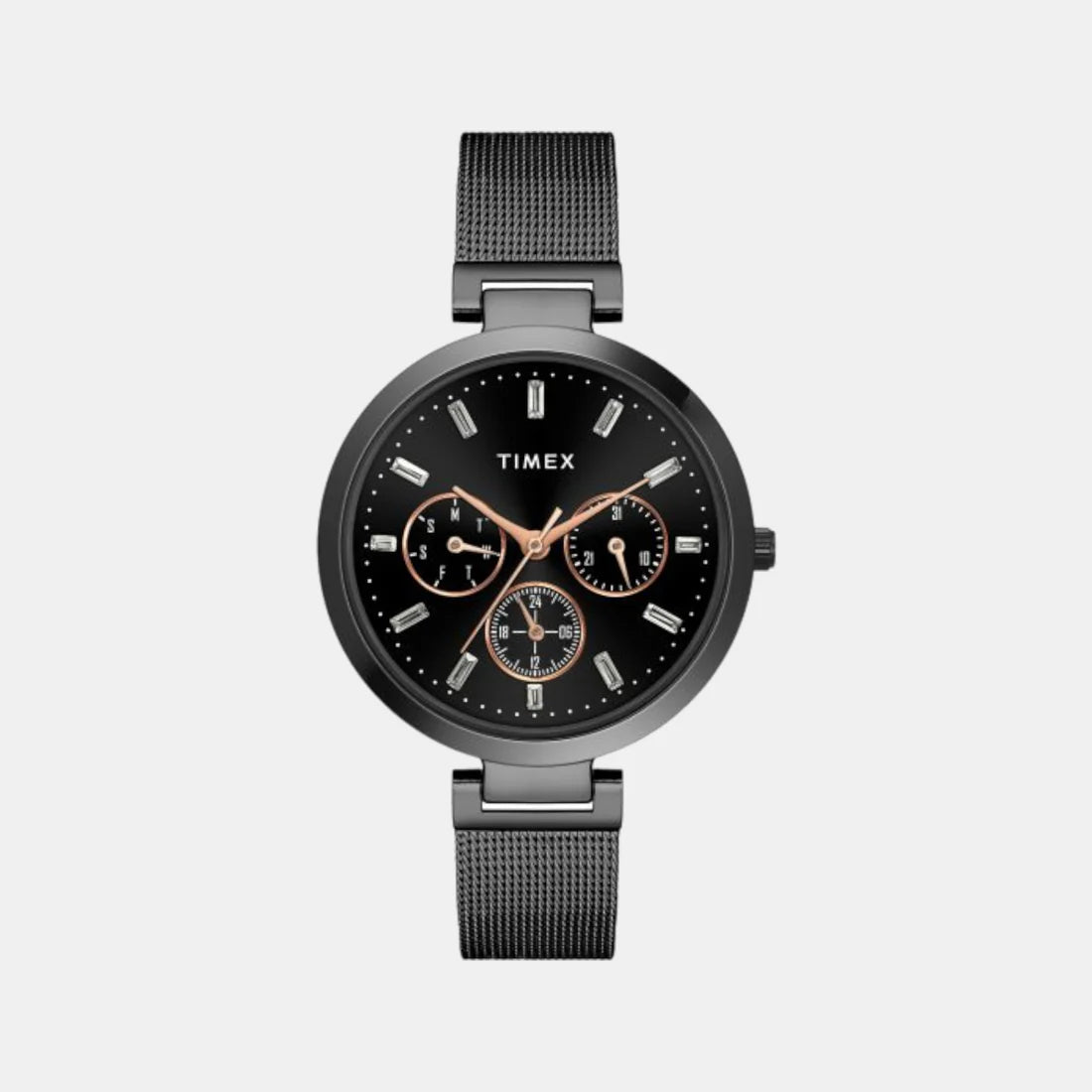 Timex Fashion Women's Black Dial Round Case Multifunction Watch -TW000X243