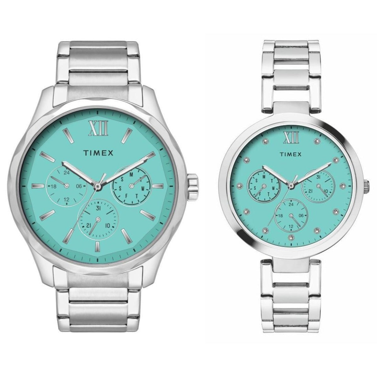 TW00PR326 Timex | Tiffany Blue Dial St Steel Bracelet Watch Set