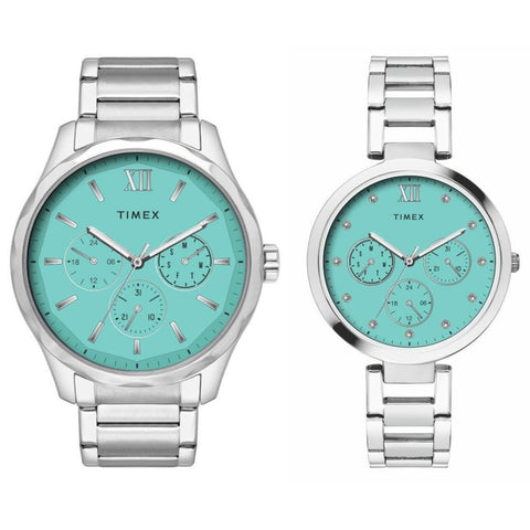 TW00PR326 Timex | Tiffany Blue Dial St Steel Bracelet Watch Set - Buy Now at Sai Creations Watches