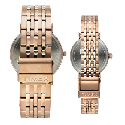 Timex Brown Round Dial Analog Stainless Steel Pair's Watch TW00PR328
