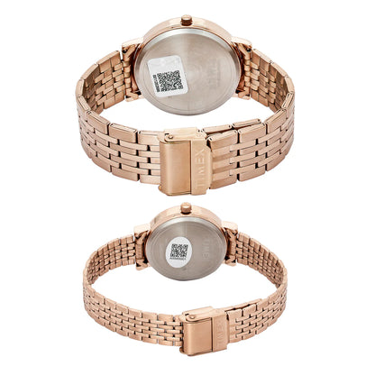 Timex Brown Round Dial Analog Stainless Steel Pair's Watch TW00PR328